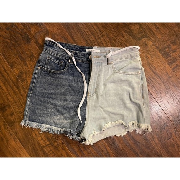 Revelation 2 Tone High Rise Waist Shorts Womens Cutoff Jeggings 7/28 - Picture 1 of 5